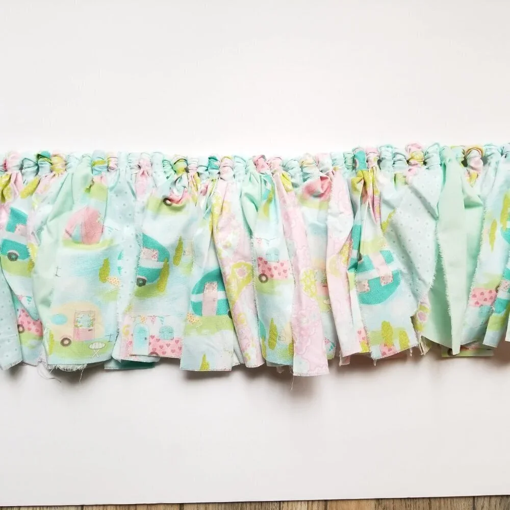 Fabric Banner Wall Hanging | Cubicle Decor, Fabric Garland | Pink Campers | 7’